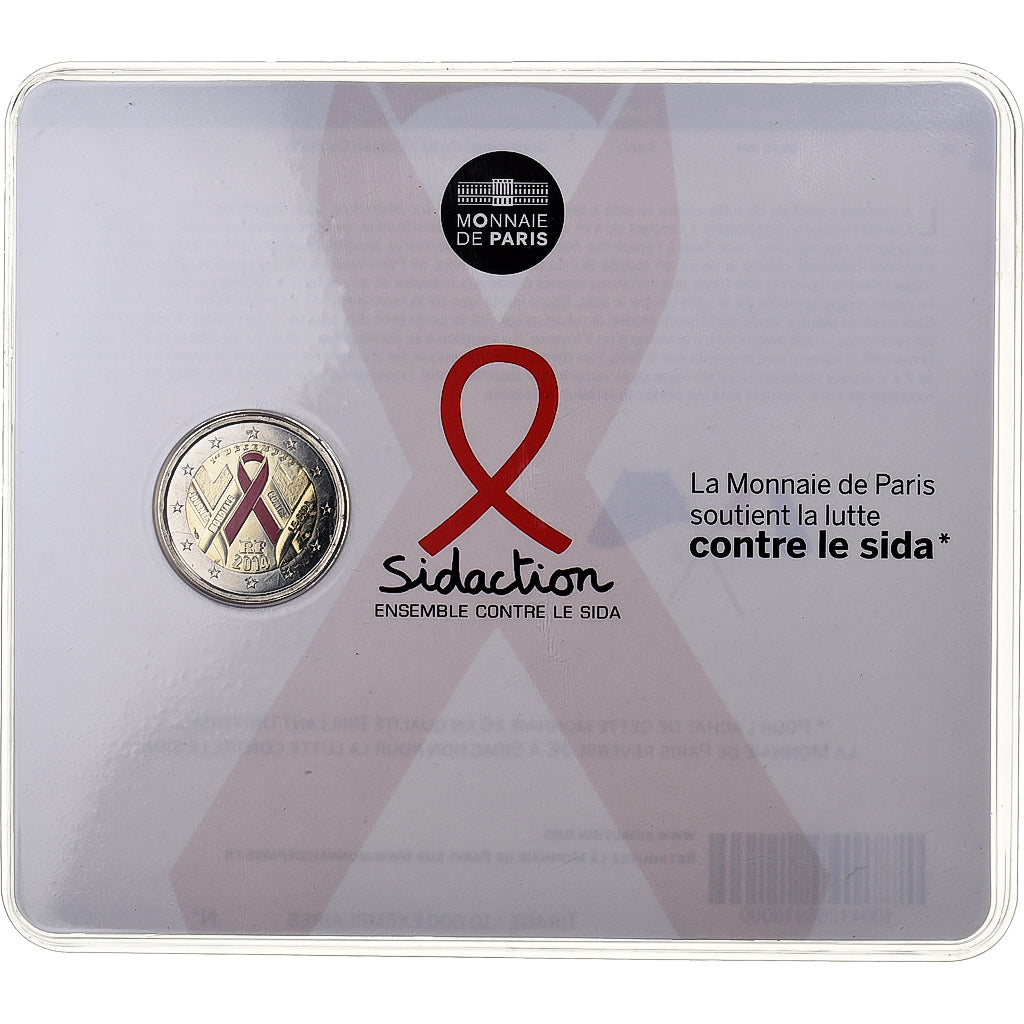 France, 2 Euro, Sidaction, Coin card, 2014, MDP, Bi-Metallic, MS(65-70)