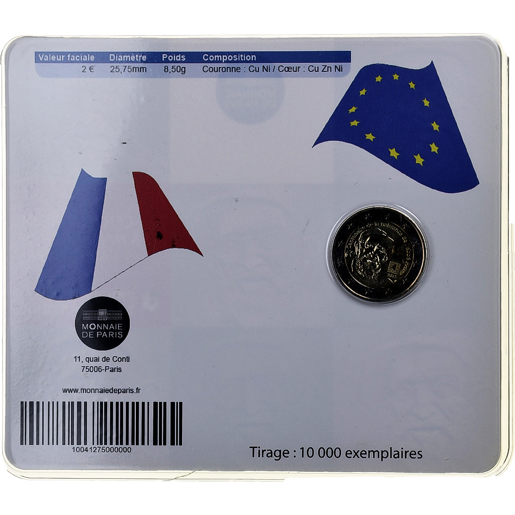 France, 2 Euro, abbé Pierre, Coin card, 2012, MDP, Bimétallique, FDC