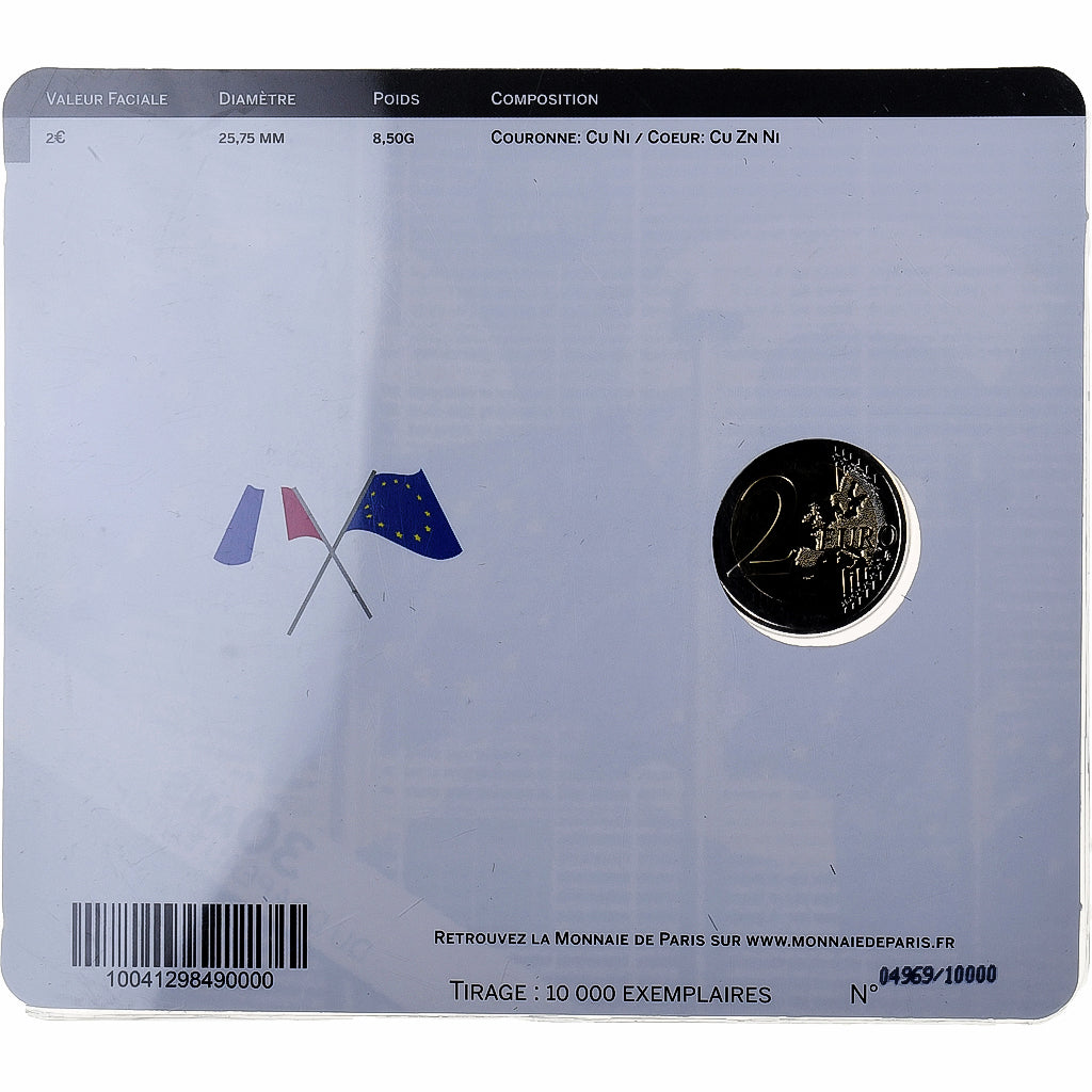 Francja, 2 Euro, 30 Years of European Union Flag, Coin card, 2015, MDP
