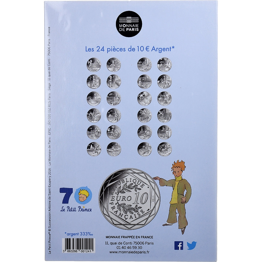 France, 10 Euro, Le Petit Prince (en terrasse à Paris), 2016, MDP, Silver
