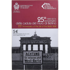 San Marino, 5 Euro, 25th Anniversary, Fall of the Berlin Wall, 2014, Rome