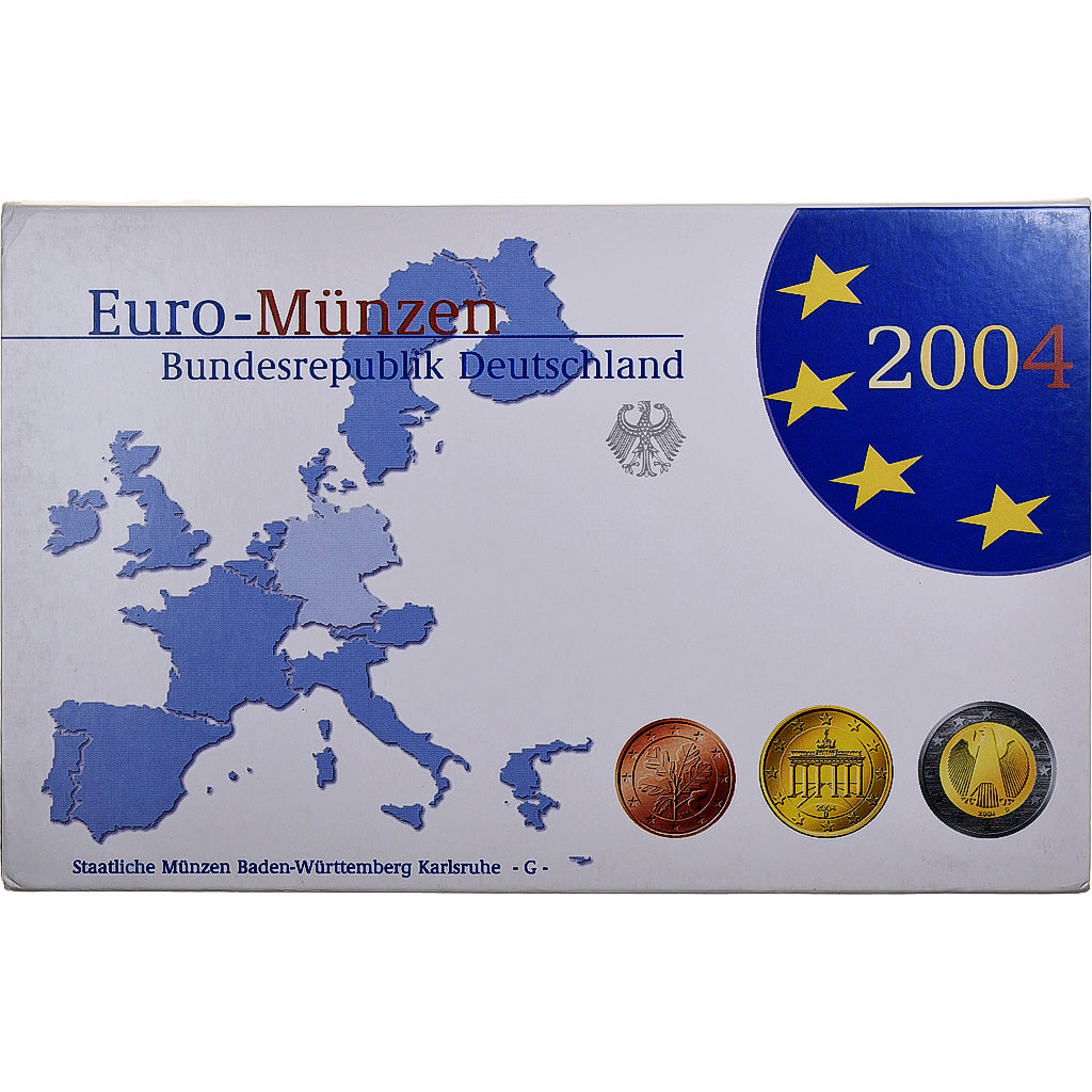 Alemanha, Set 1 ct. - 2 Euro, Proof, 2004, Karlsruhe, N/D, MS(65-70)