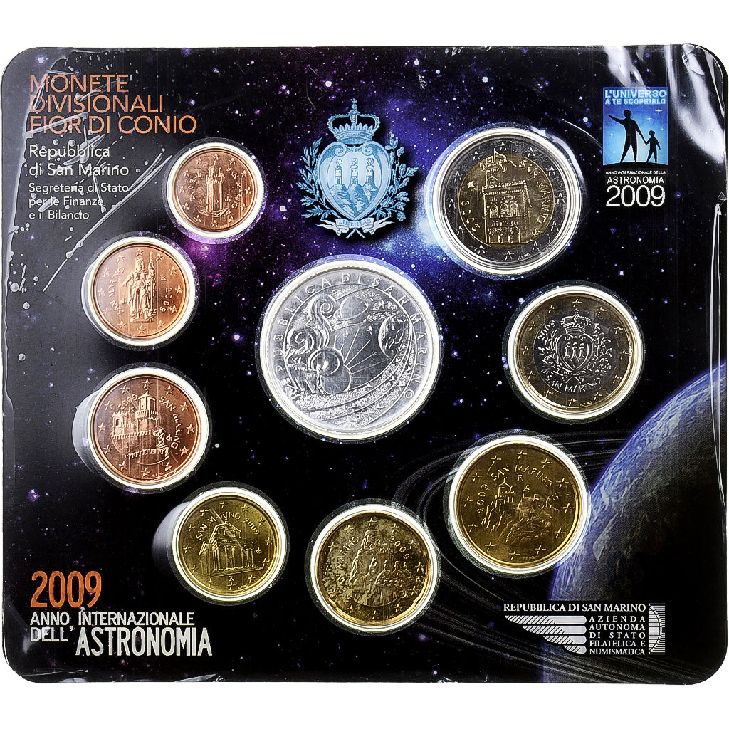 San Marino, Set 1 ct. - 5 Euro, International Year of Astronomy, FDC, 2009
