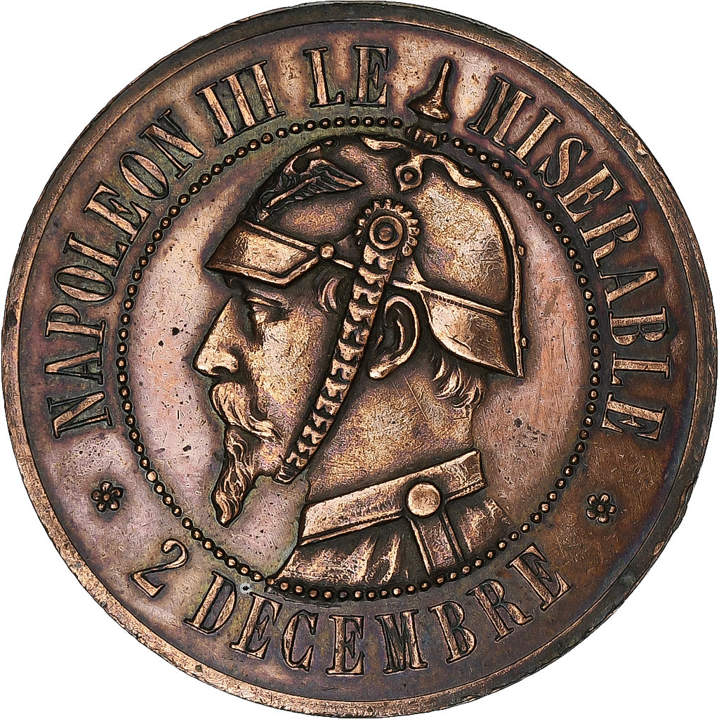 France, 10 Centimes, Napoléon III, Satirique, Bataille de Sedan, n.d., Copper