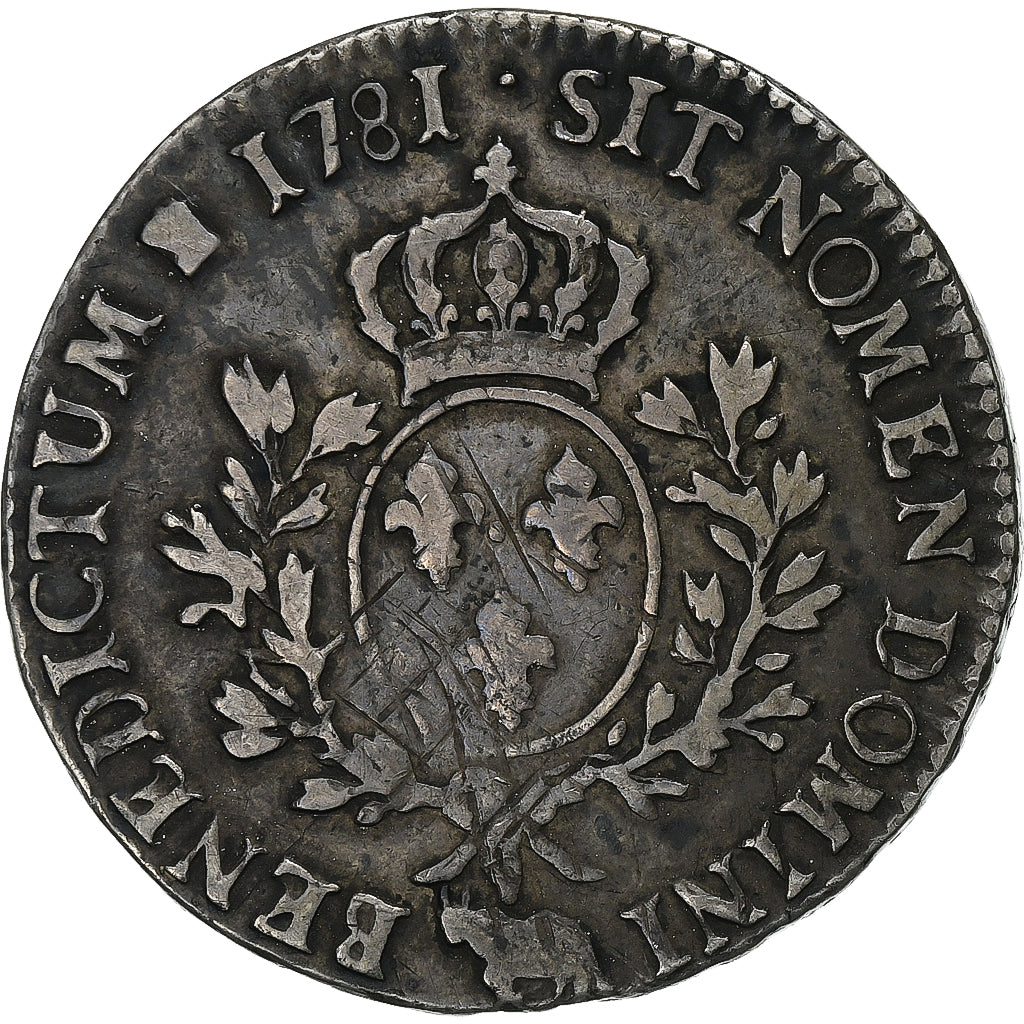 France, Louis XVI, Écu de Béarn aux branches d'olivier, 1781, Pau, Silver