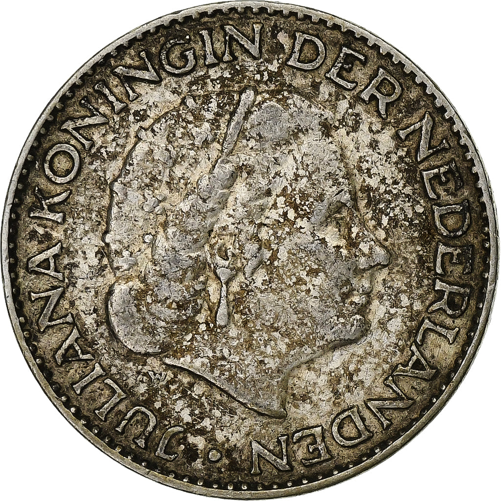 Holandia, Juliana, 1 Gulden, 1956, Srebro, EF(40-45)