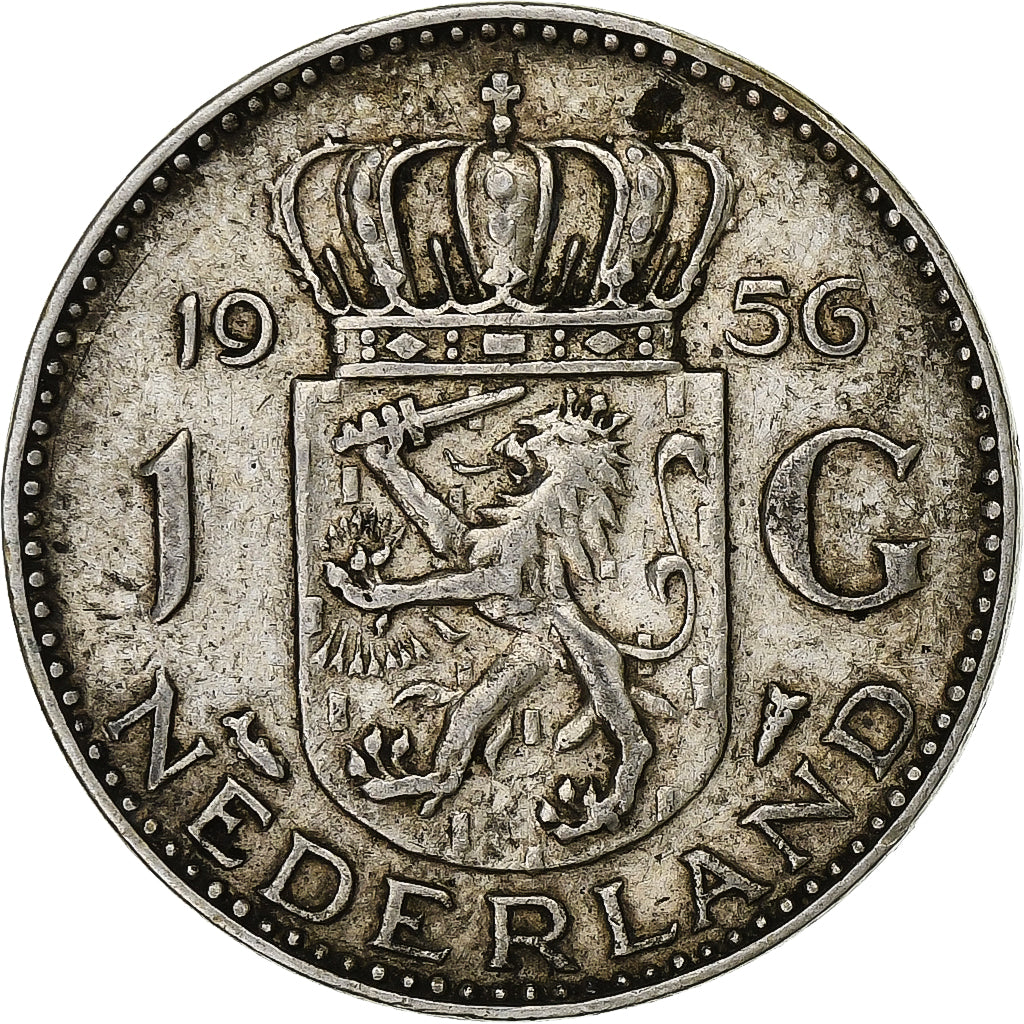 Holandia, Juliana, 1 Gulden, 1956, Srebro, EF(40-45)