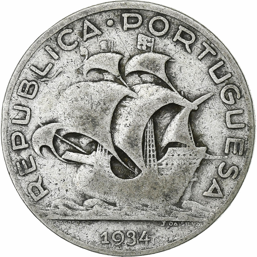 Portugal, 5 Escudos, 1934, Lisbon, Silver, VF(20-25)