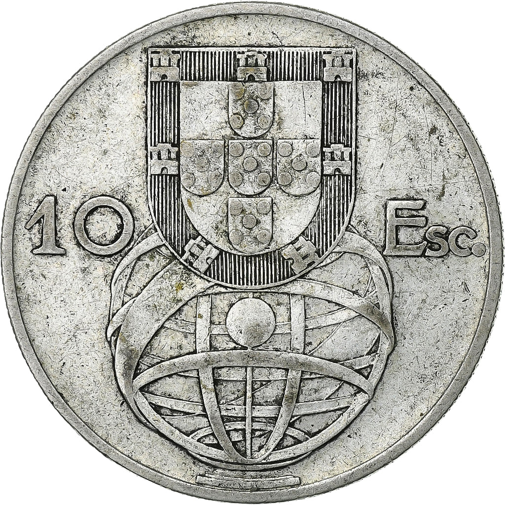 Portugal, 10 Escudos, 1954, Lisbon, Silver, VF(30-35)