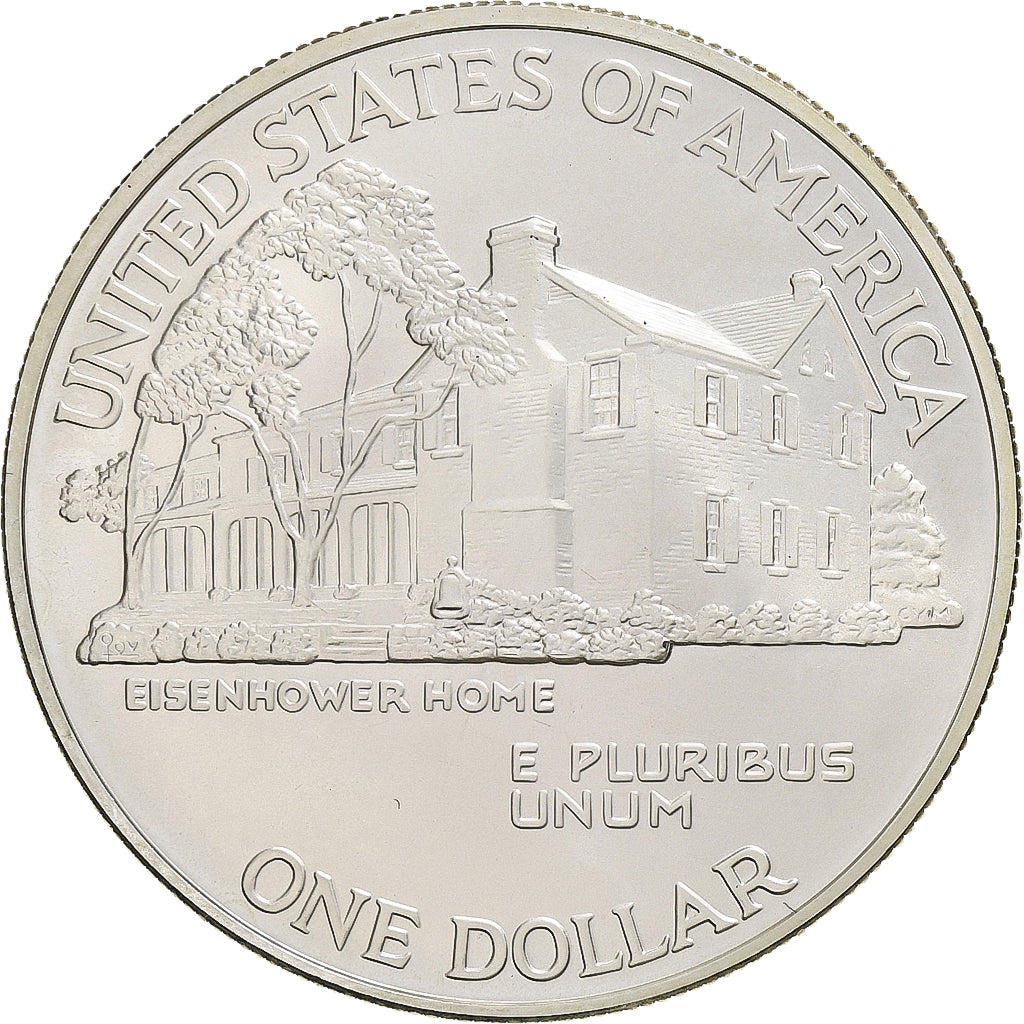 Stati Uniti, Dollar, Eisenhower centennial, 1990, West Point, Argento, SPL