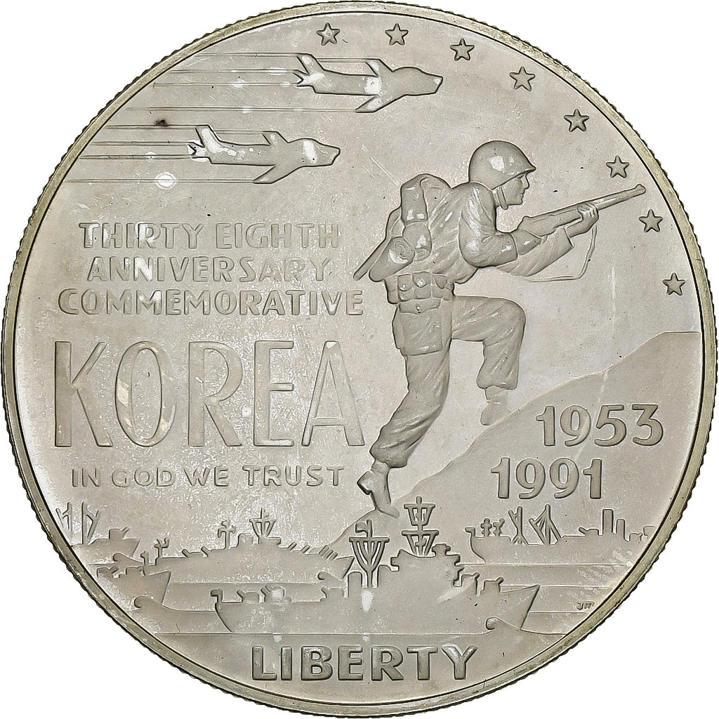 Vereinigte Staaten, Dollar, Korean War, 1991, Philadelphia, Silber, UNZ