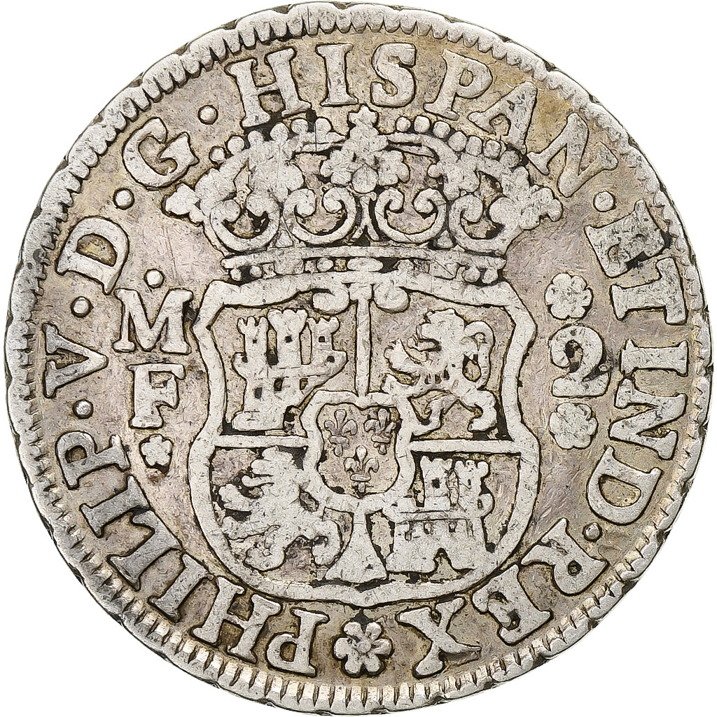 México, Philip V, 2 Reales, 1736, Mexico City, Plata, BC+, KM:84