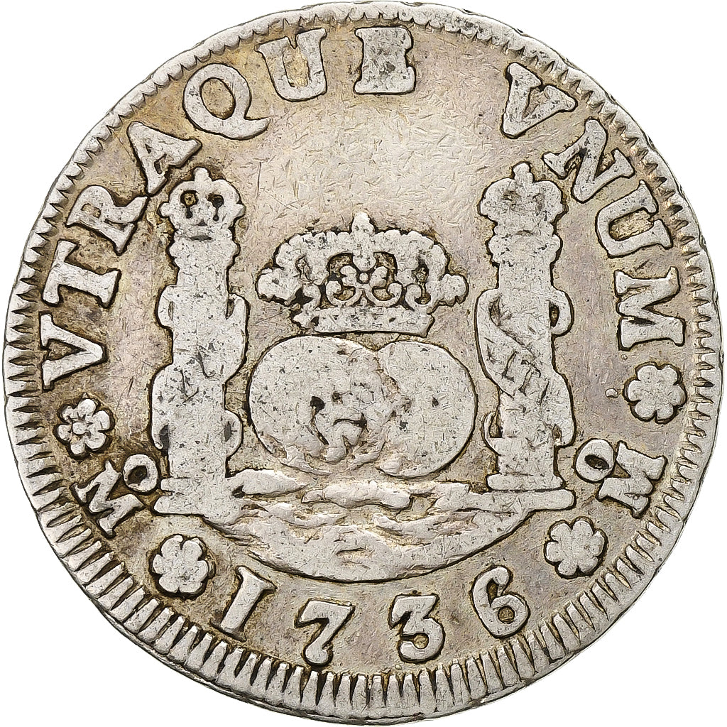 México, Philip V, 2 Reales, 1736, Mexico City, Plata, BC+, KM:84