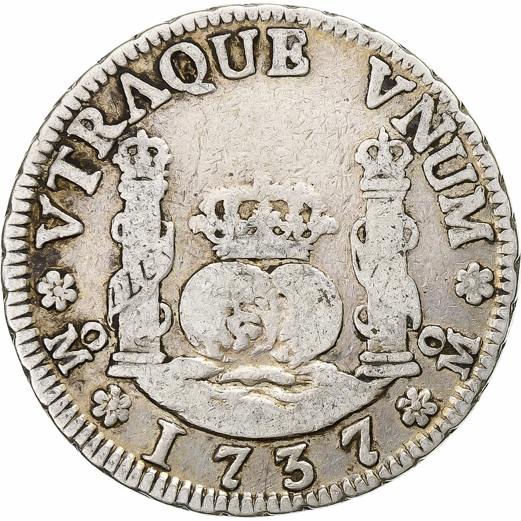 Messico, Philip V, 2 Reales, 1737, Mexico City, Argento, MB, KM:84
