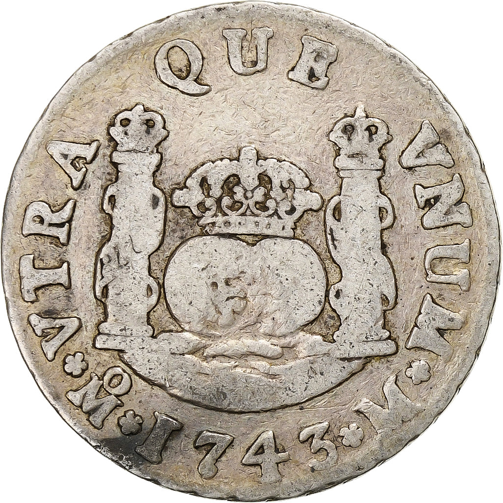 Mexico, Philip V, 2 Reales, 1743, Mexico City, Silver, VF(20-25), KM:85