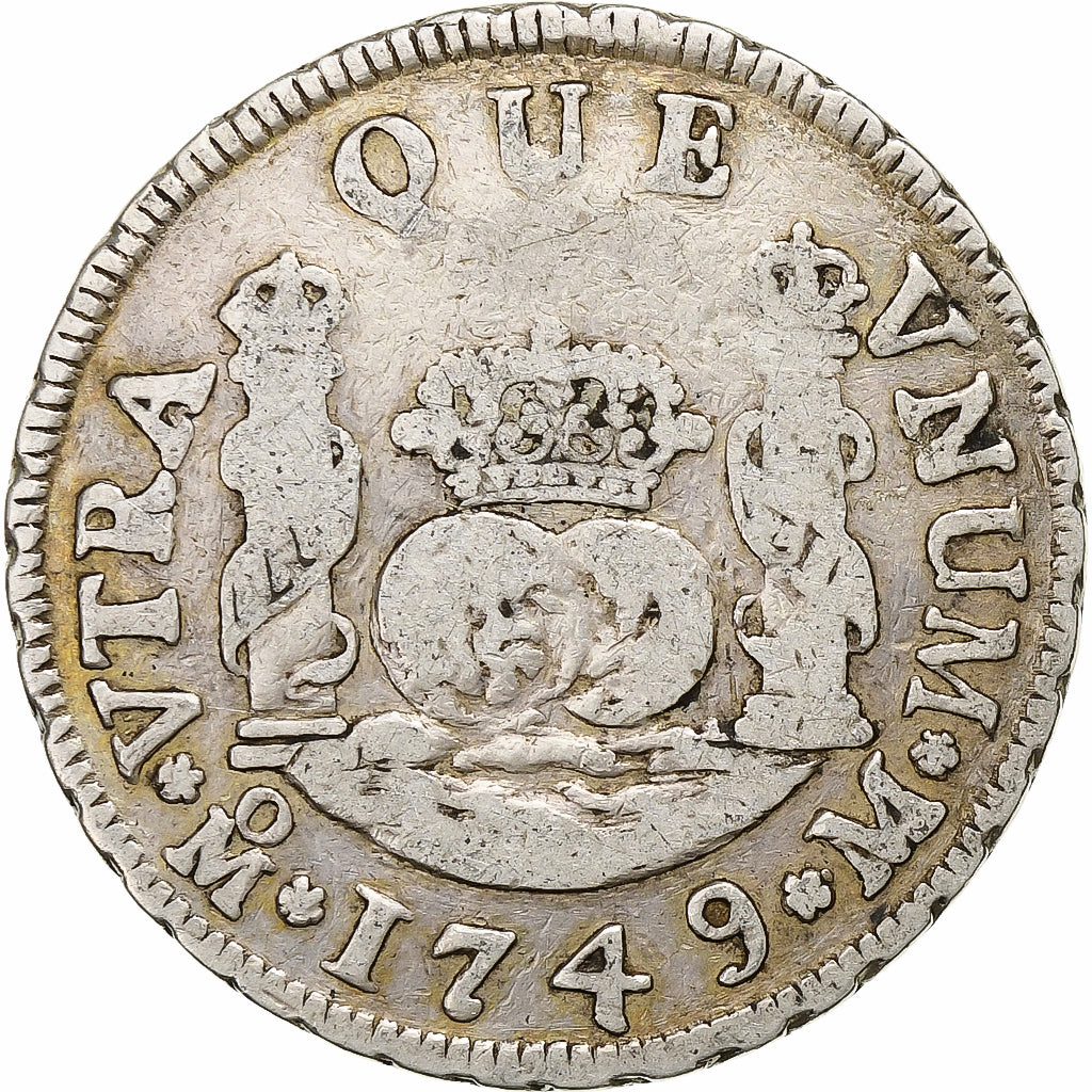 Messico, Philip V, 2 Reales, 1749, Mexico City, Argento, MB, KM:85
