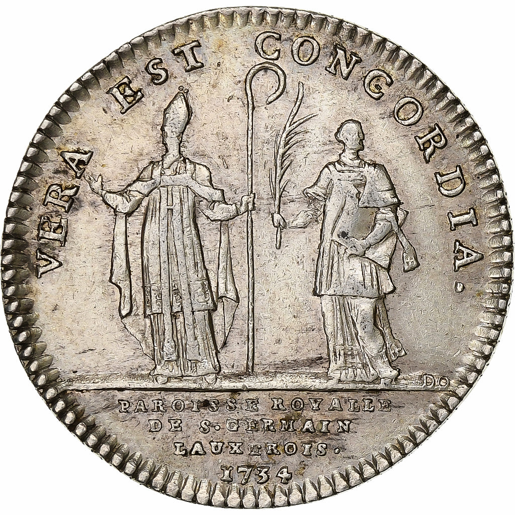 France, Jeton, Louis XVI, Paroisse de Saint-Germain-l'Auxerrois, 1734, Argent