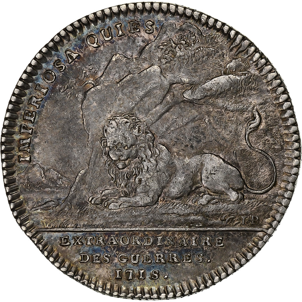 Francja, Token, Ludwik XV, Extraordinaire des Guerres, 1718, Srebro, AU(50-53)