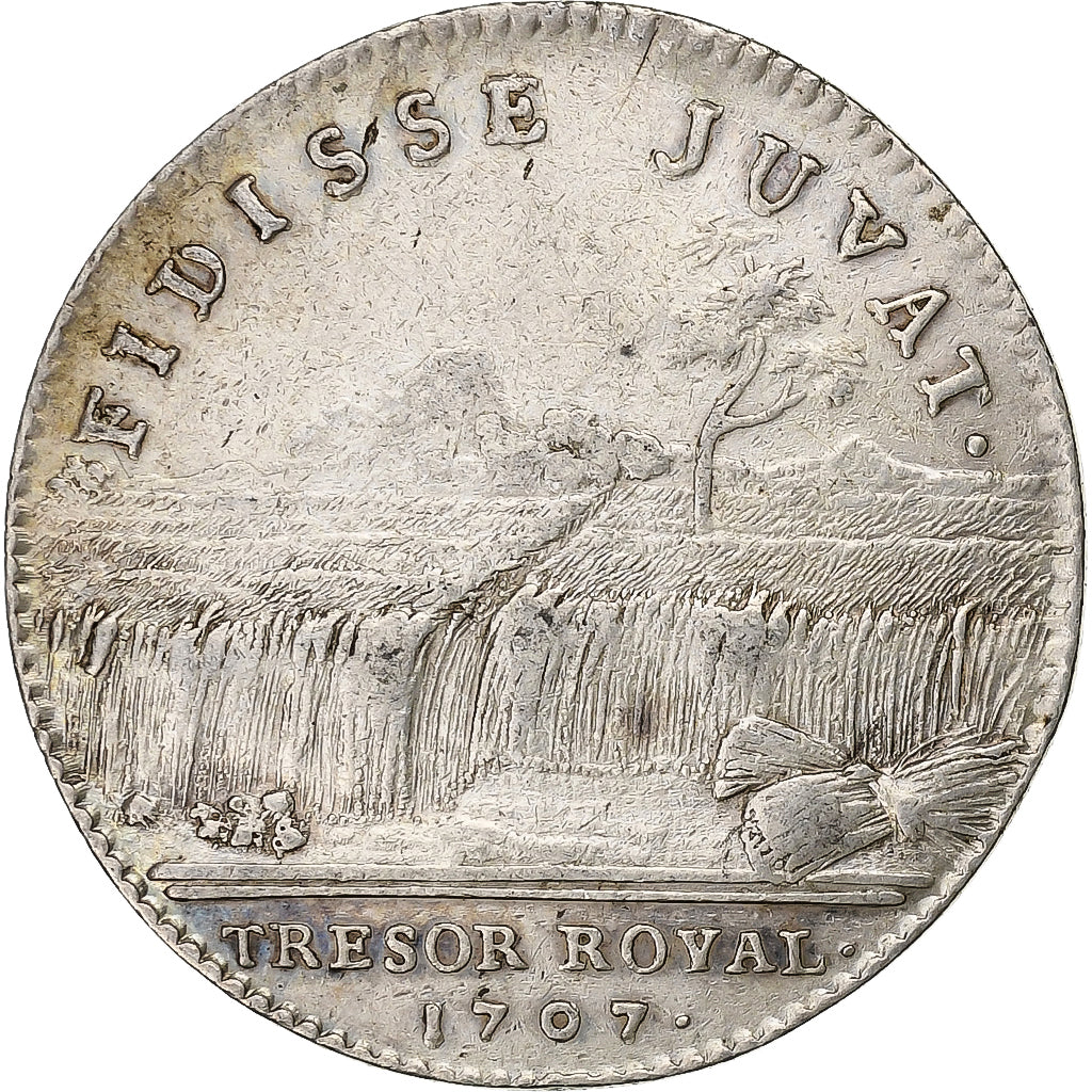 Francja, Token, Ludwik XIV, Trésor Royal, 1707, Srebro, EF(40-45)