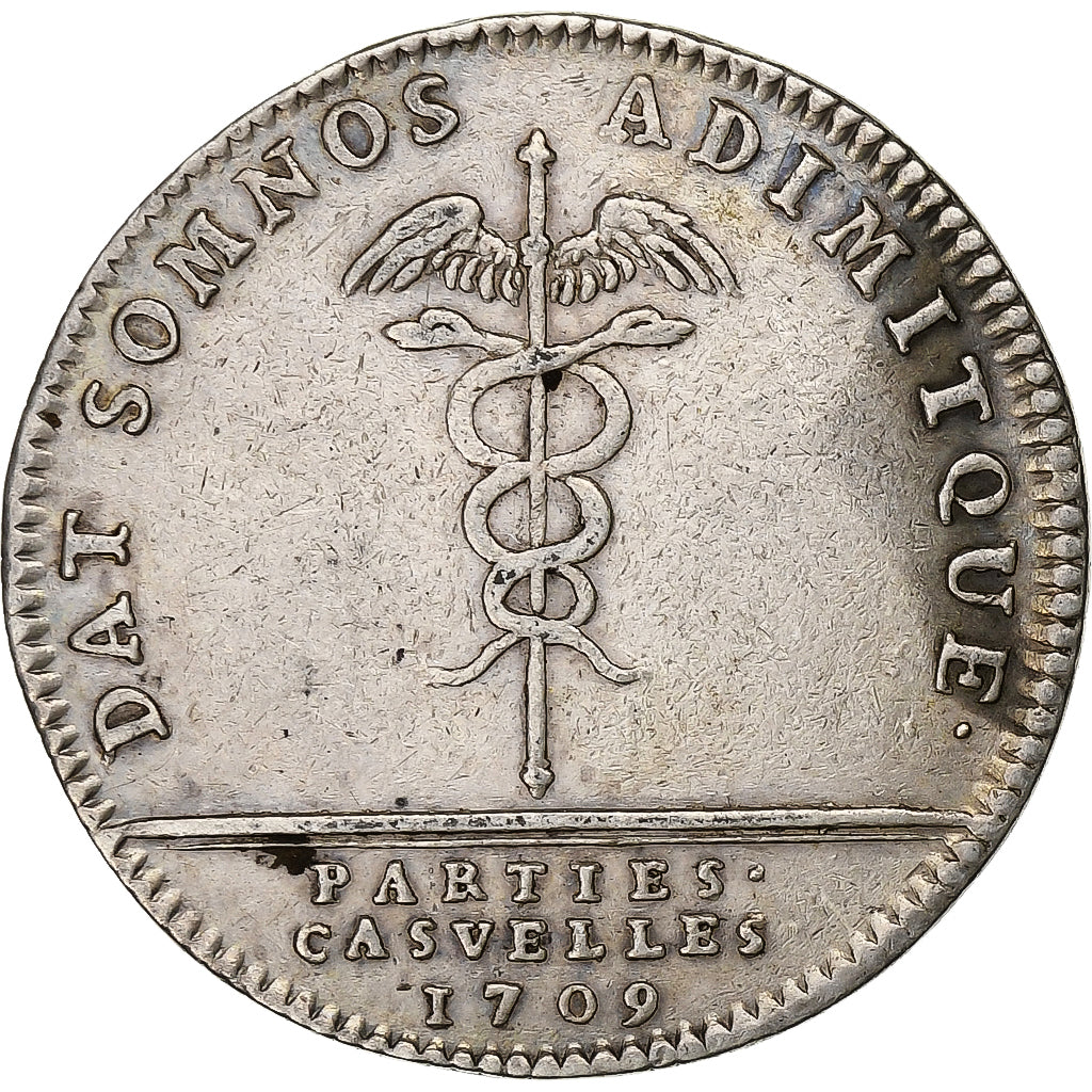 Francja, Token, Ludwik XIV, Parties Casuelles, 1709, Srebro, AU(50-53)