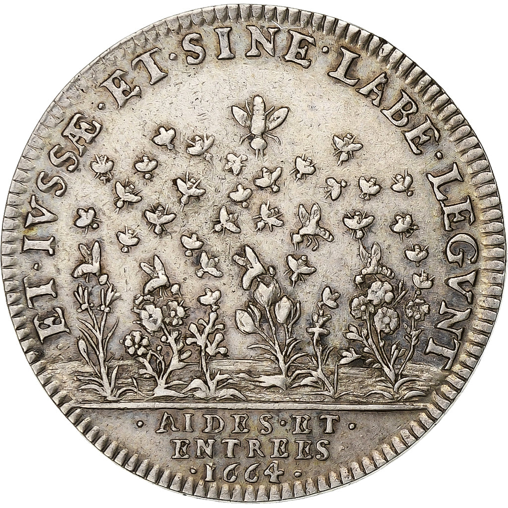 France, Token, Louis XIV, Aides et Entrées, 1664, Silver, AU(50-53)