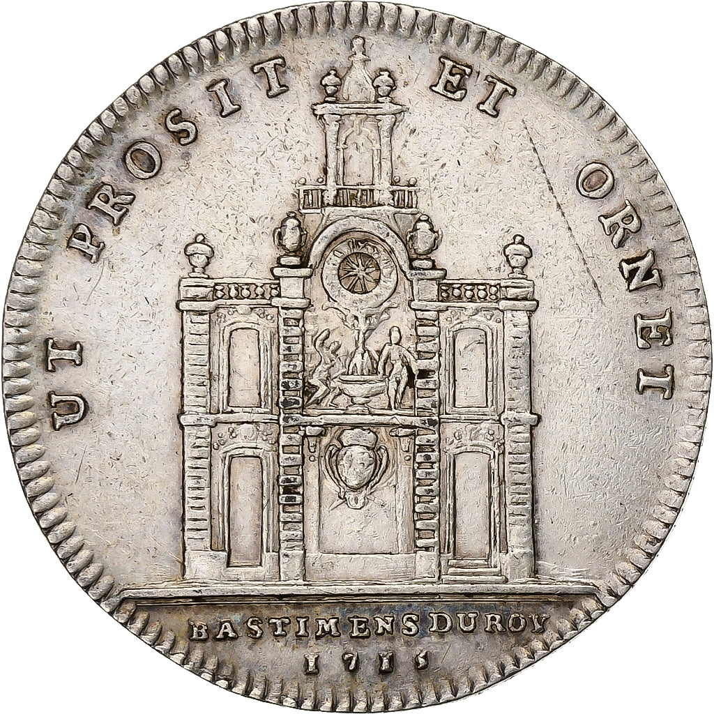 Francia, zeton, Louis XIV, Bâtiments du Roi, 1715, Plata, MBC+, Feuardent:3087