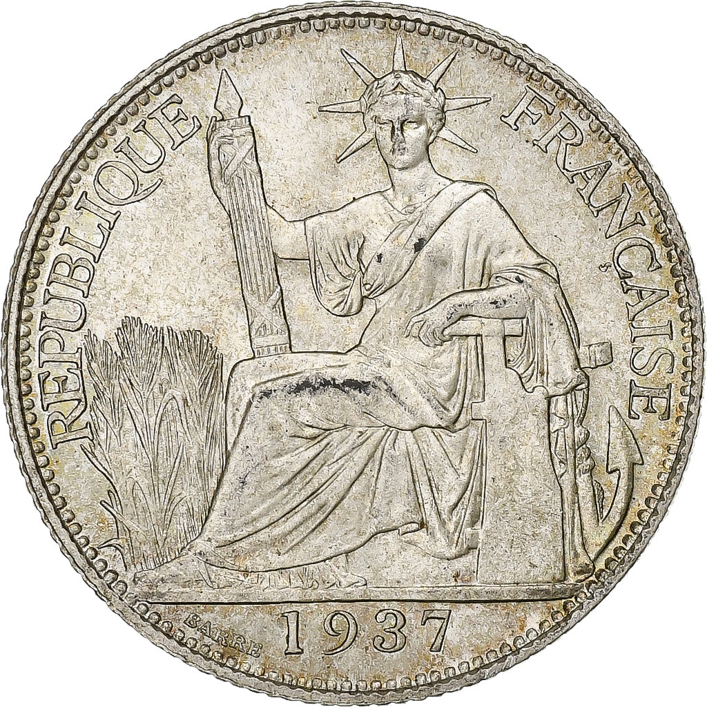 INDOCHINA FRANCESA, 20 Centièmes, 1937, Paris, Prata, MS(60-62)