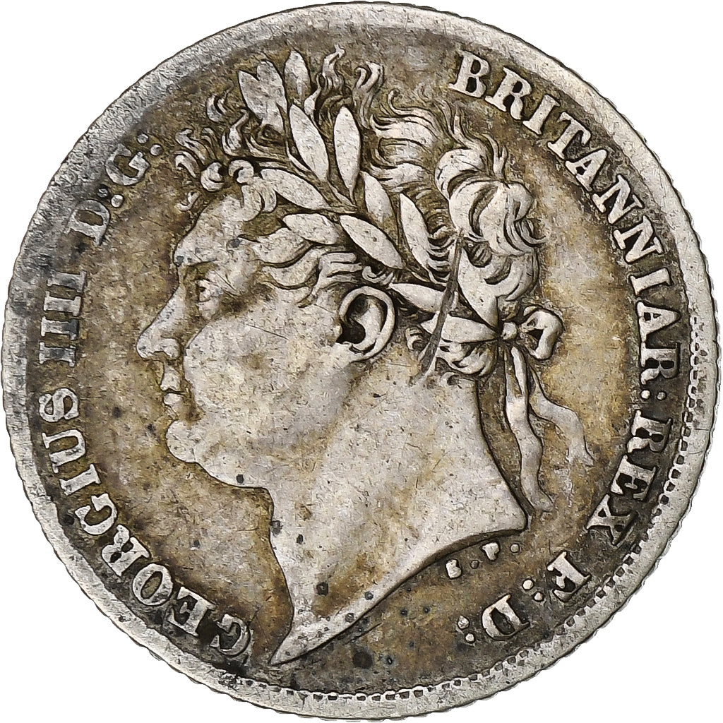 Royaume-Uni, George IV, 6 Pence, 1825, Londres, Argent, TB+