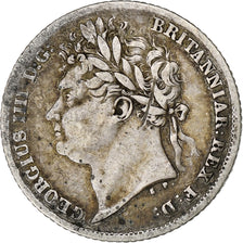 Royaume-Uni, George IV, 6 Pence, 1825, Londres, Argent, TB+