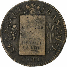 France, Sol aux Balances, 1793 / AN II, Strasbourg, Copper, VF(20-25)
