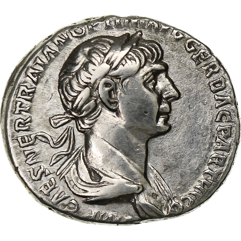 Trajan, Denarius, 114-117, Rome, Silver, AU(50-53), RIC:347