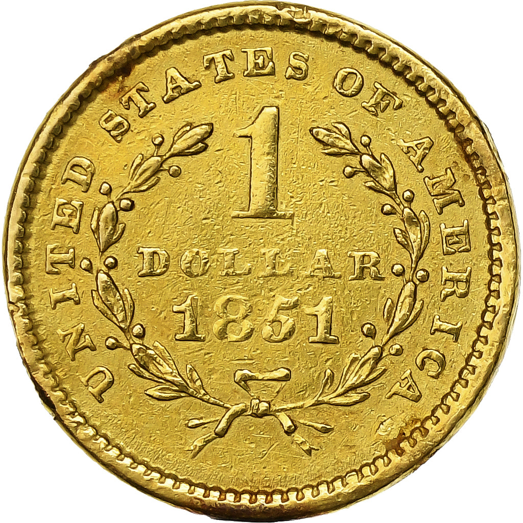 Stati Uniti, Dollar, Liberty Head, 1851, Philadelphia, Oro, BB