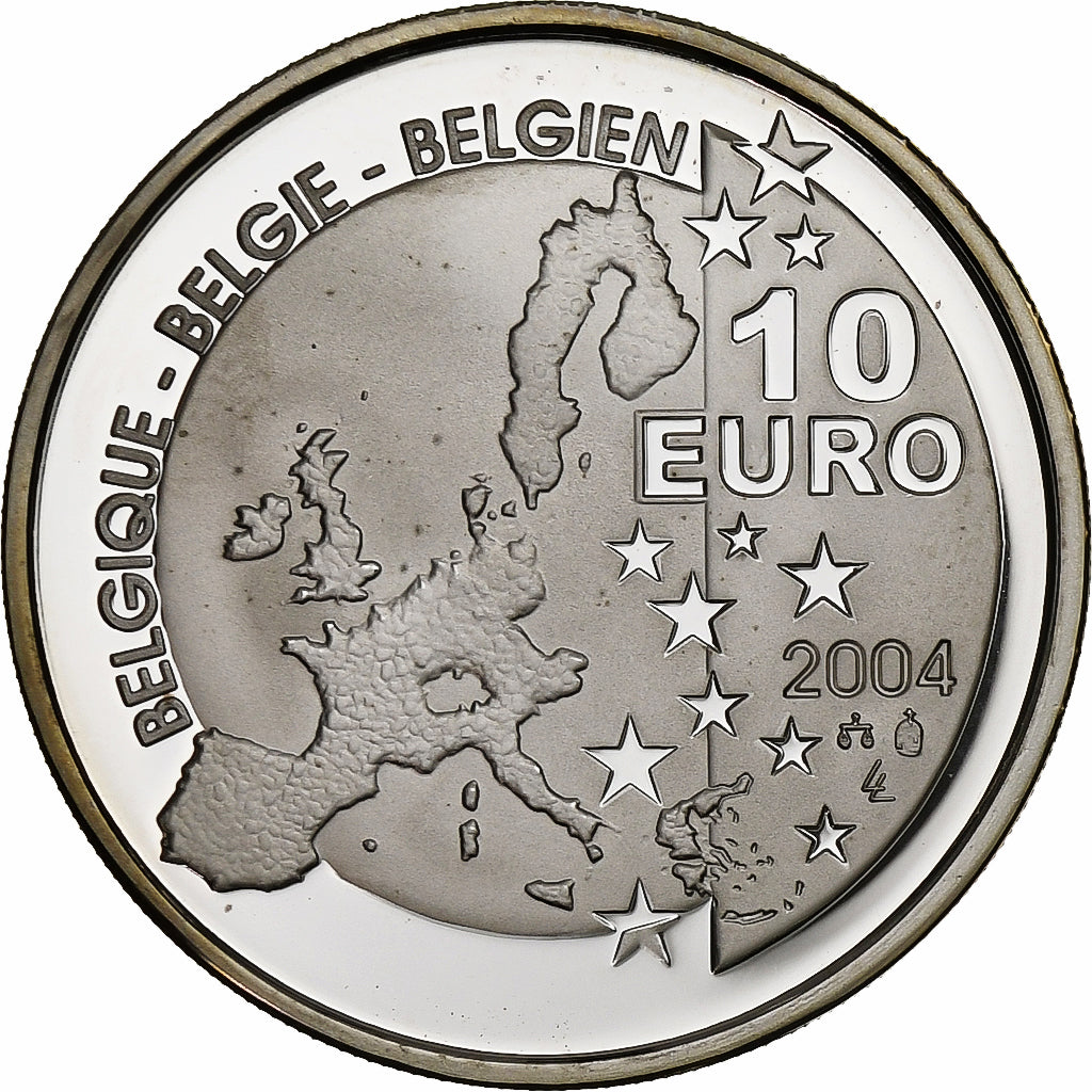 Belgium, 10 Euro, Tintin, 75th anniversary, Proof, 2004, Brussels, Silver