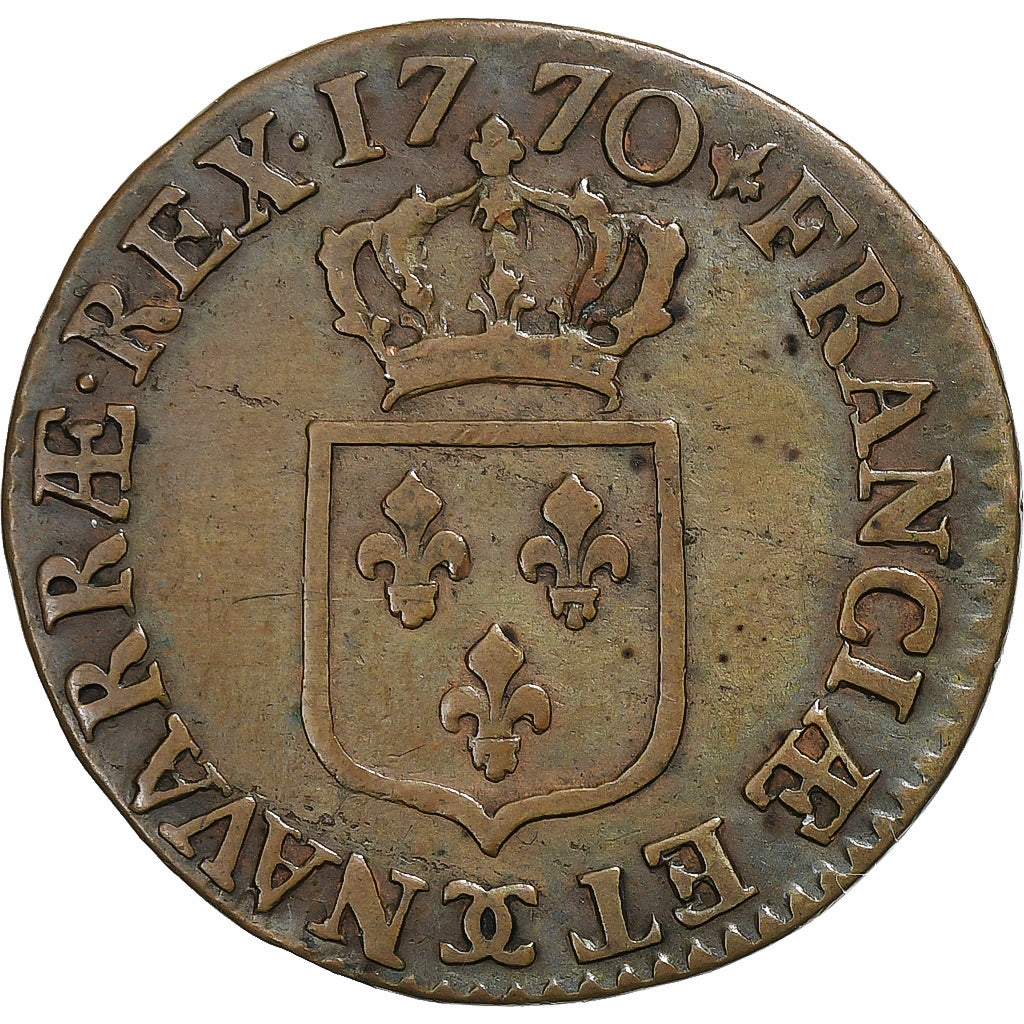 France, Louis XV, 1/2 Sol, 1770, Besançon, Cuivre, TB+, Gadoury:275