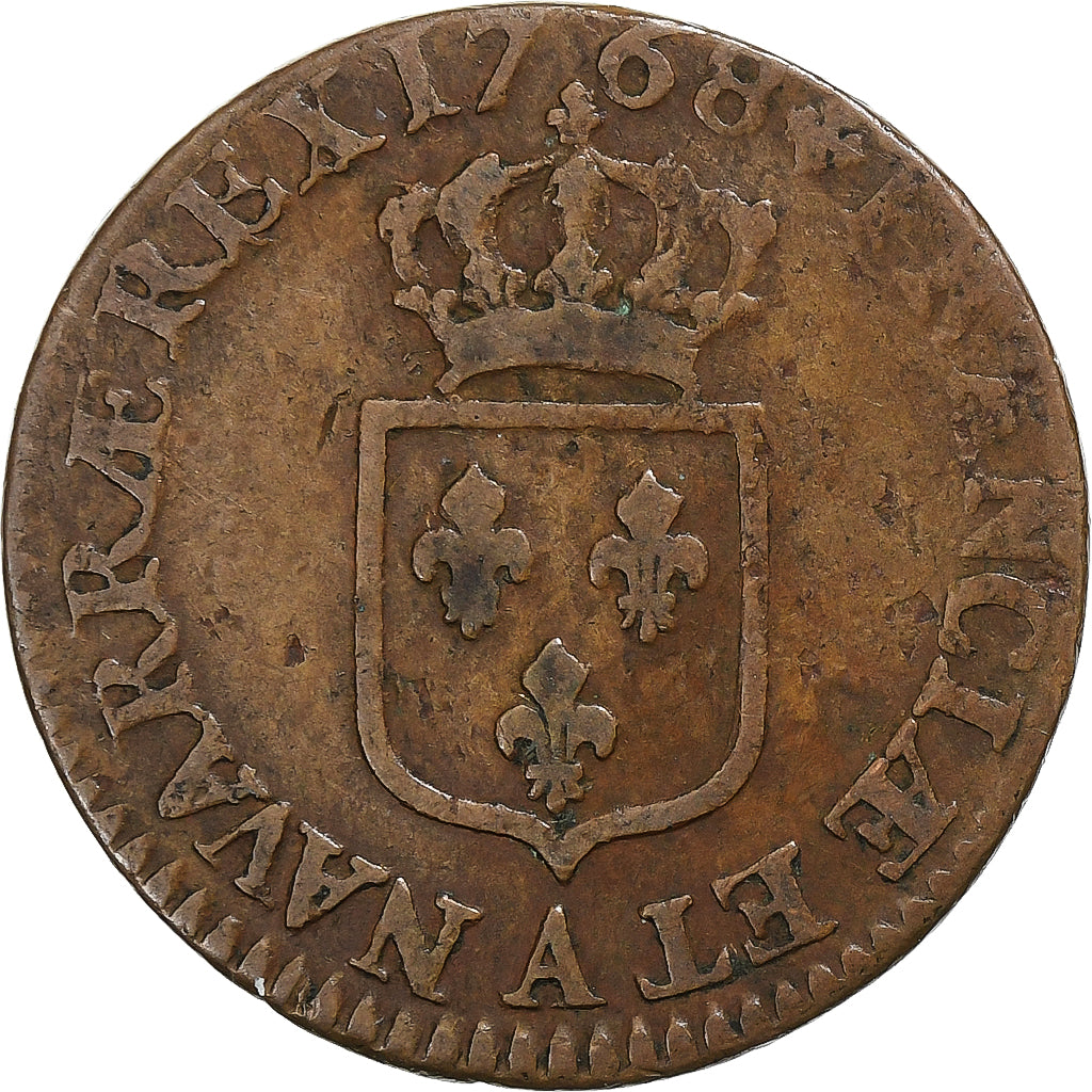 Frankrijk, Louis XV, 1/2 Sol, 1768, Paris, Koper, FR, Gadoury:275