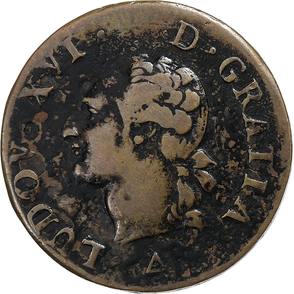 France, Louis XVI, Liard, 1789, Orléans, Cuivre, TB+, Gadoury:348