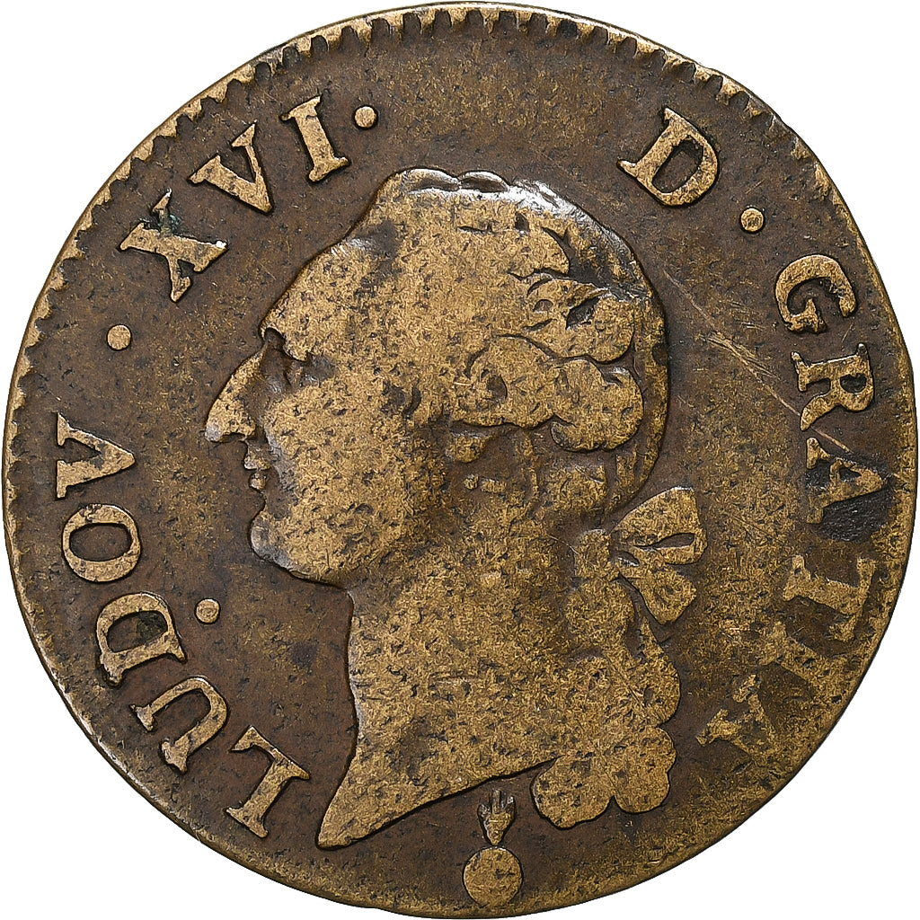 Frankrijk, Louis XVI, Sol, 1791, Metz, Koper, FR, Gadoury:350