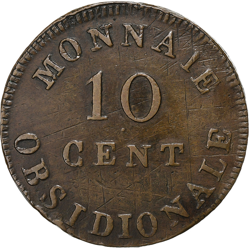 Francia, Louis XVIII, 10 Centimes, Obsidionale, 1814, Anvers, Rame, MB