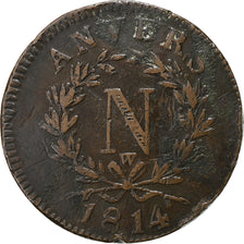 Francia, Napoleon I, 10 Centimes, Obsidionale, 1814, Anvers, Rame, MB