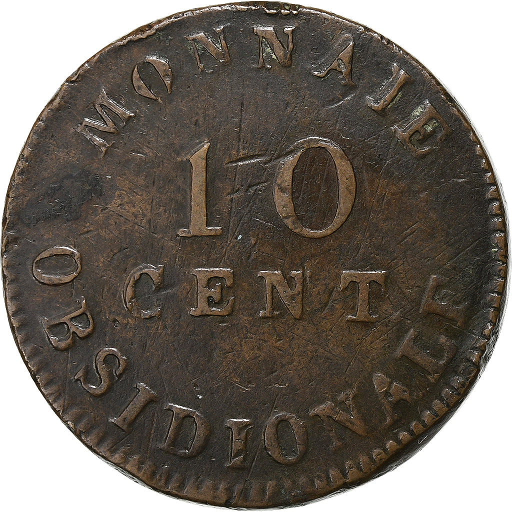 Francia, Napoleon I, 10 Centimes, Obsidionale, 1814, Anvers, Rame, MB