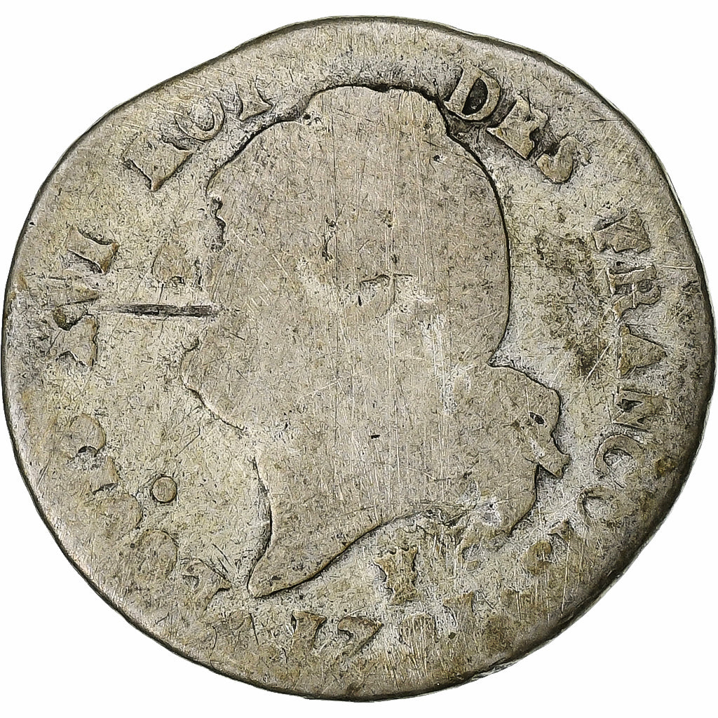 França, Louis XVI, 15 Sols, 1791 / AN 3, Limoges, Prata, F(12-15)