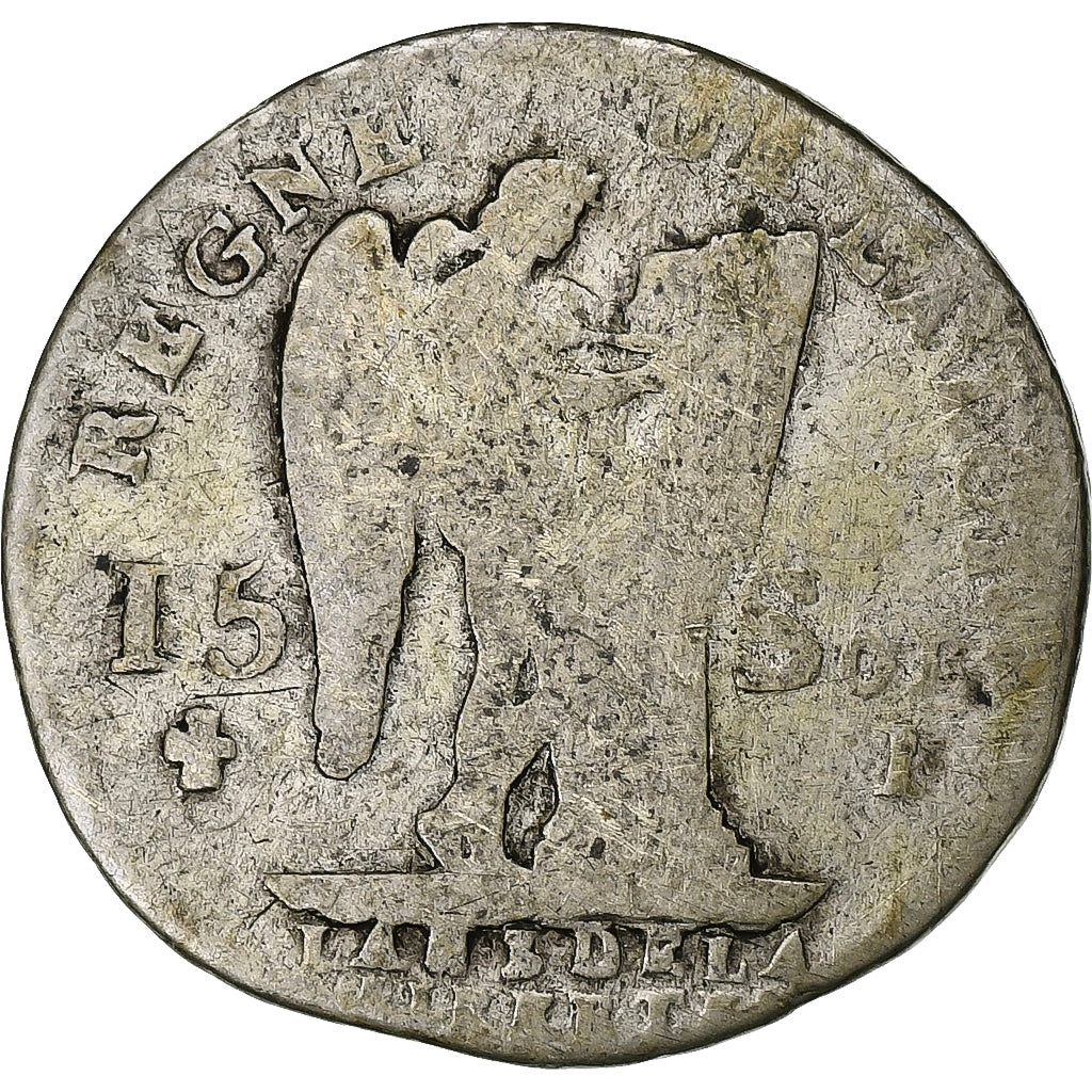 França, Louis XVI, 15 Sols, 1791 / AN 3, Limoges, Prata, F(12-15)