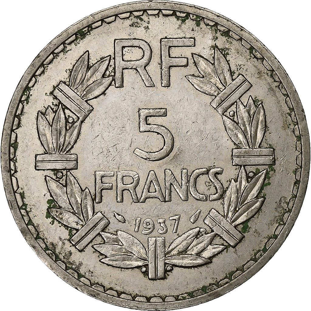 Frankreich, 5 Francs, Lavrillier, 1937, Paris, Nickel, VZ, Gadoury:760