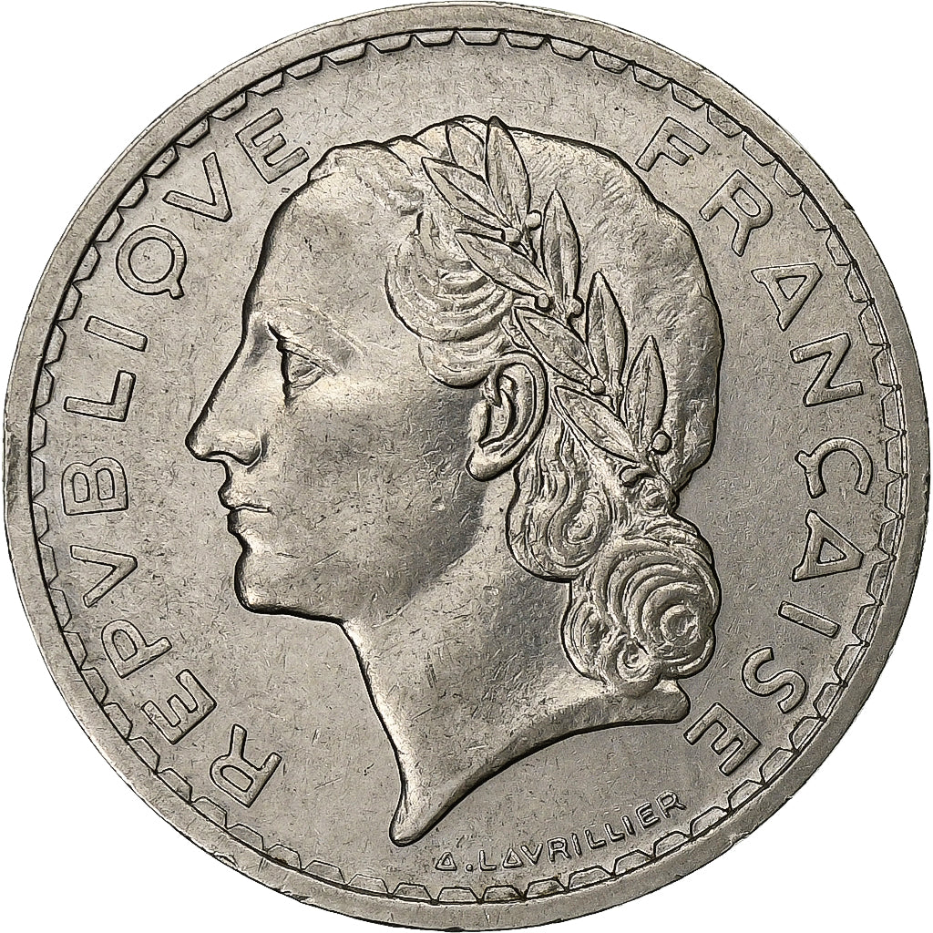 Frankreich, 5 Francs, Lavrillier, 1938, Paris, Nickel, VZ, Gadoury:760