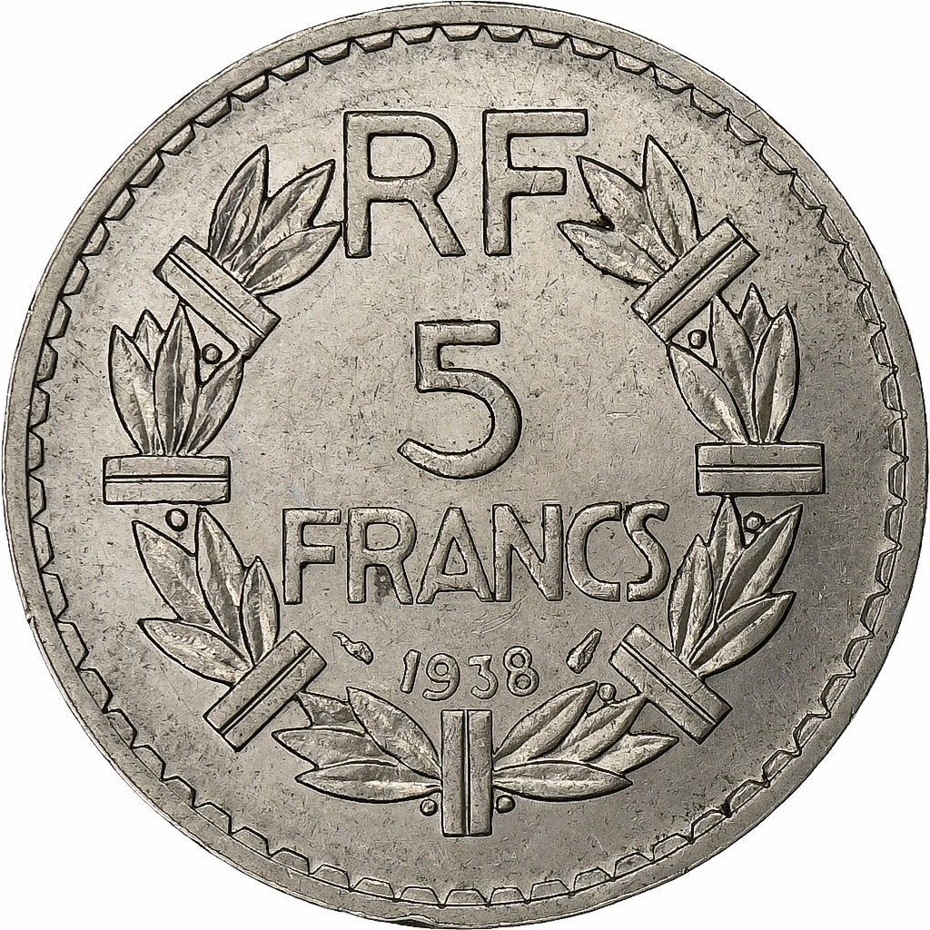 Frankreich, 5 Francs, Lavrillier, 1938, Paris, Nickel, VZ, Gadoury:760
