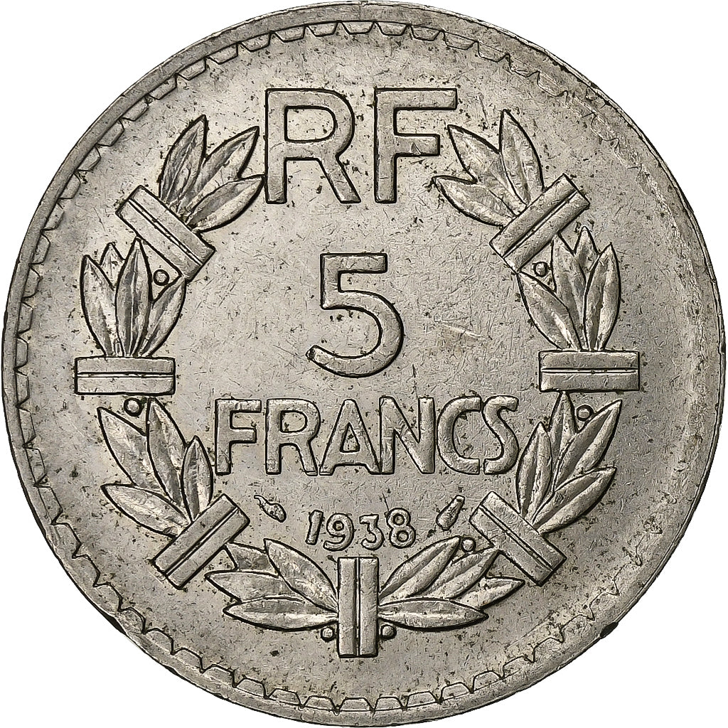 France, 5 Francs, Lavrillier, 1938, Paris, Nickel, AU(50-53), Gadoury:760