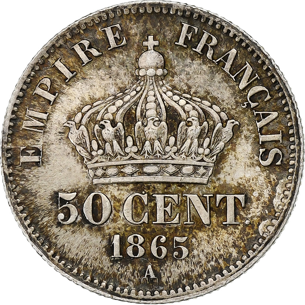 Francia, Napoleon III, 50 Centimes, 1865, Paris, Plata, EBC, Gadoury:417
