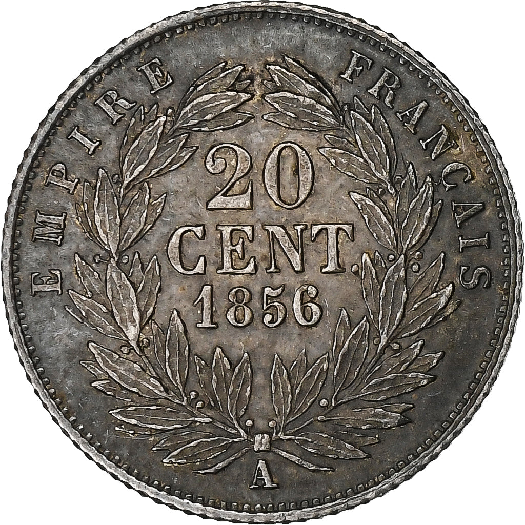France, Napoleon III, 20 Centimes, 1856, Paris, Silver, AU(55-58), Gadoury:305