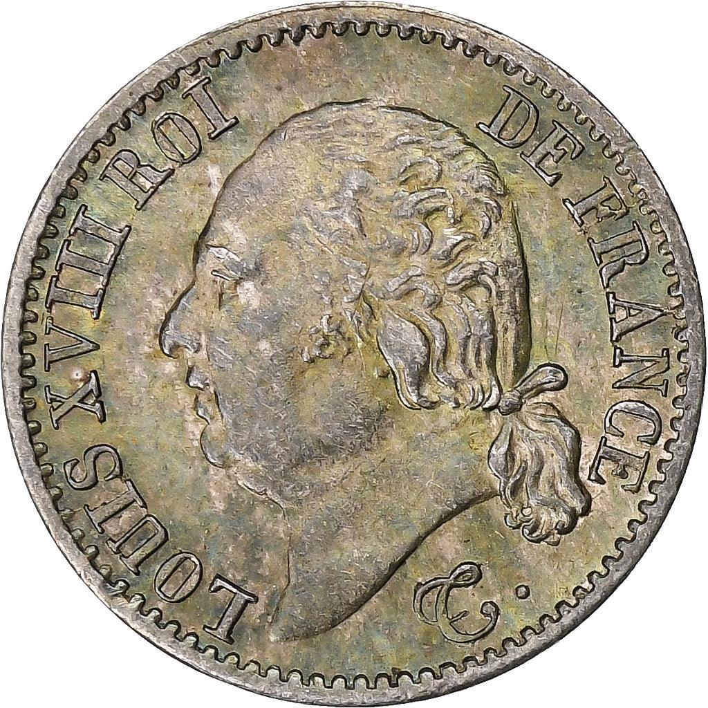 France, Louis XVIII, 1/4 Franc, 1824, Paris, Argent, SUP, Gadoury:352