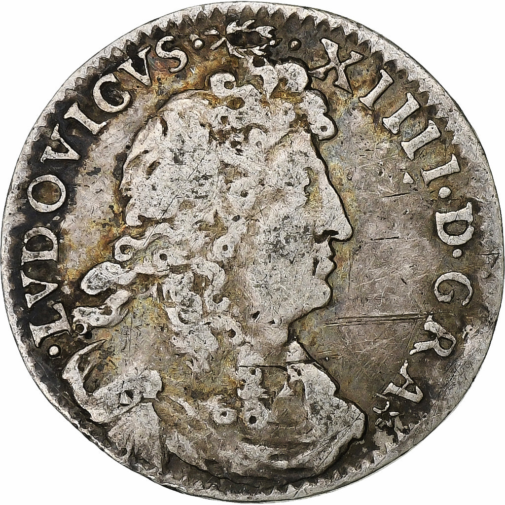 France, Louis XIV, 4 Sols des Traitants, 1676, Paris, Silver, VF(30-35)